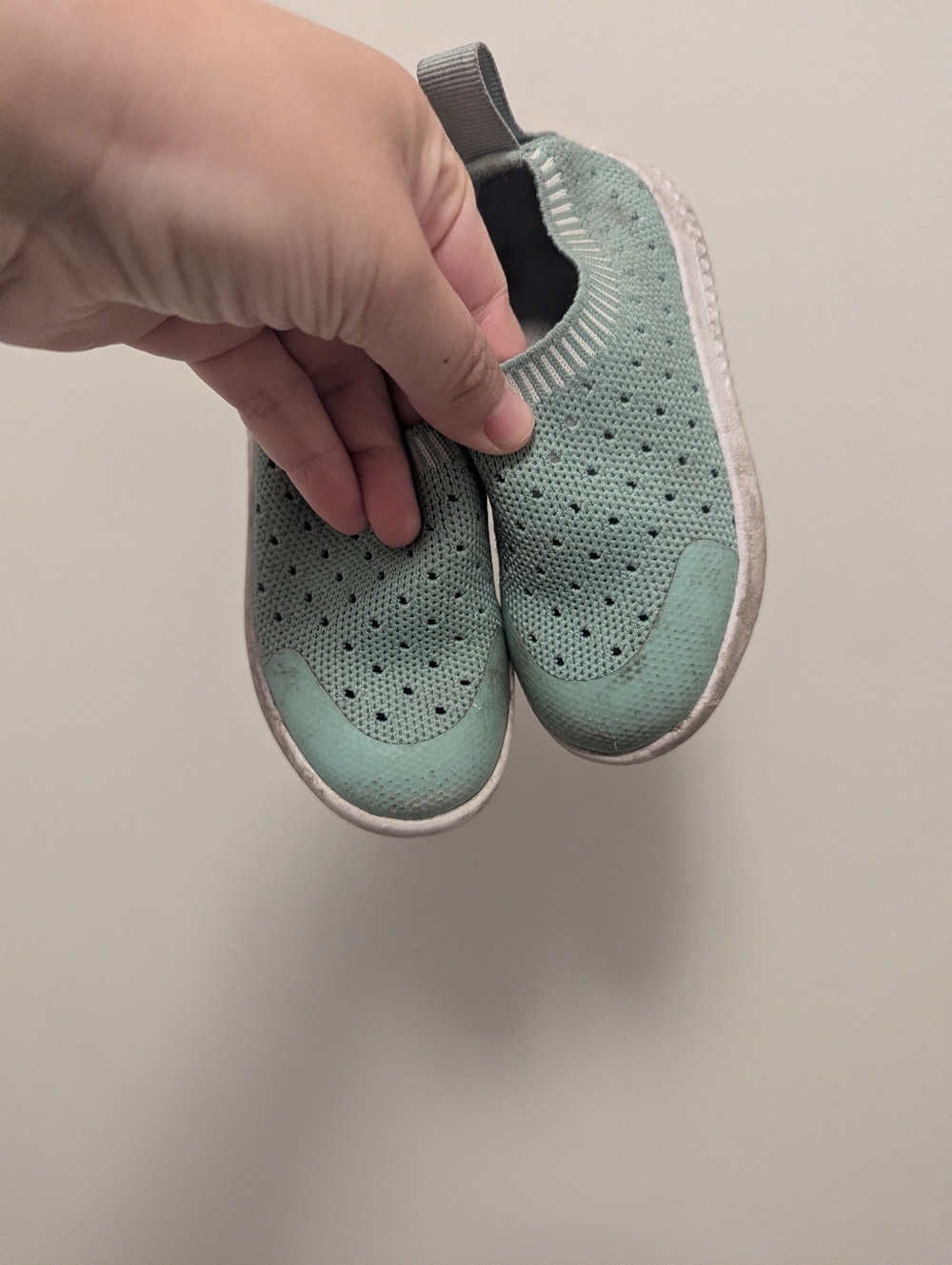 Minimocs/Heyfolks Kids Slip-On Knit Sneakers in Mint Green C6